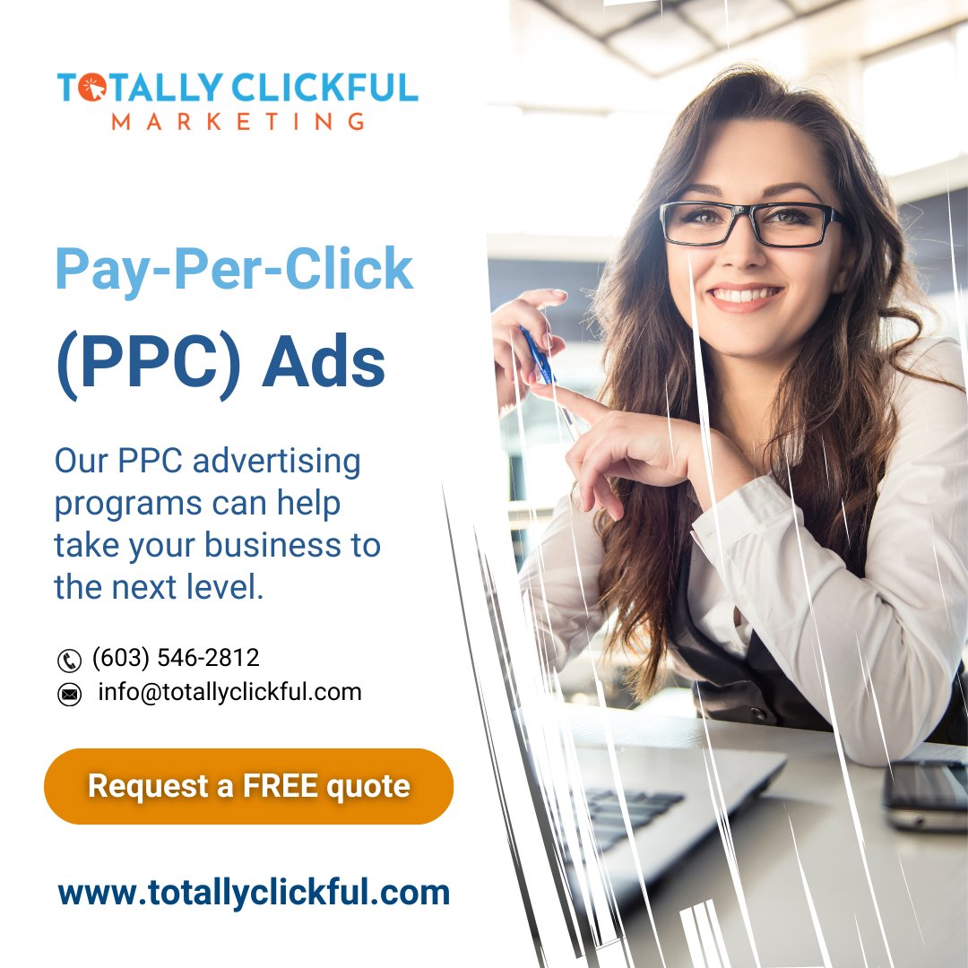 Unlock the potential of your business with our impactful Pay-Per-Click advertising programs.
.
We're ready to help! Contact us at  bit.ly/TotallyClickfu…
.
#totallyclickful #website #websitedesign #websitedevelopment #wordpress #seoexperts #socialmediaagency #marketingagency