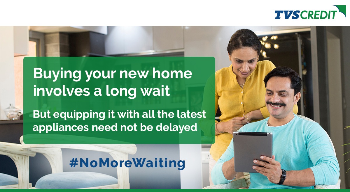 TVSCredit's tweet photo. #WaitNoMore to setup the home of your dreams.

With our hassle-free #ConsumerLoans, equip your home with all the latest appliances quickly and easily.

#TVSCredit #NoMoreWaiting #ConsumerDurableLoans #EasyLoans #Appliances #ElectronicAppliances #NewHome https://t.co/MFnTKLTbgK