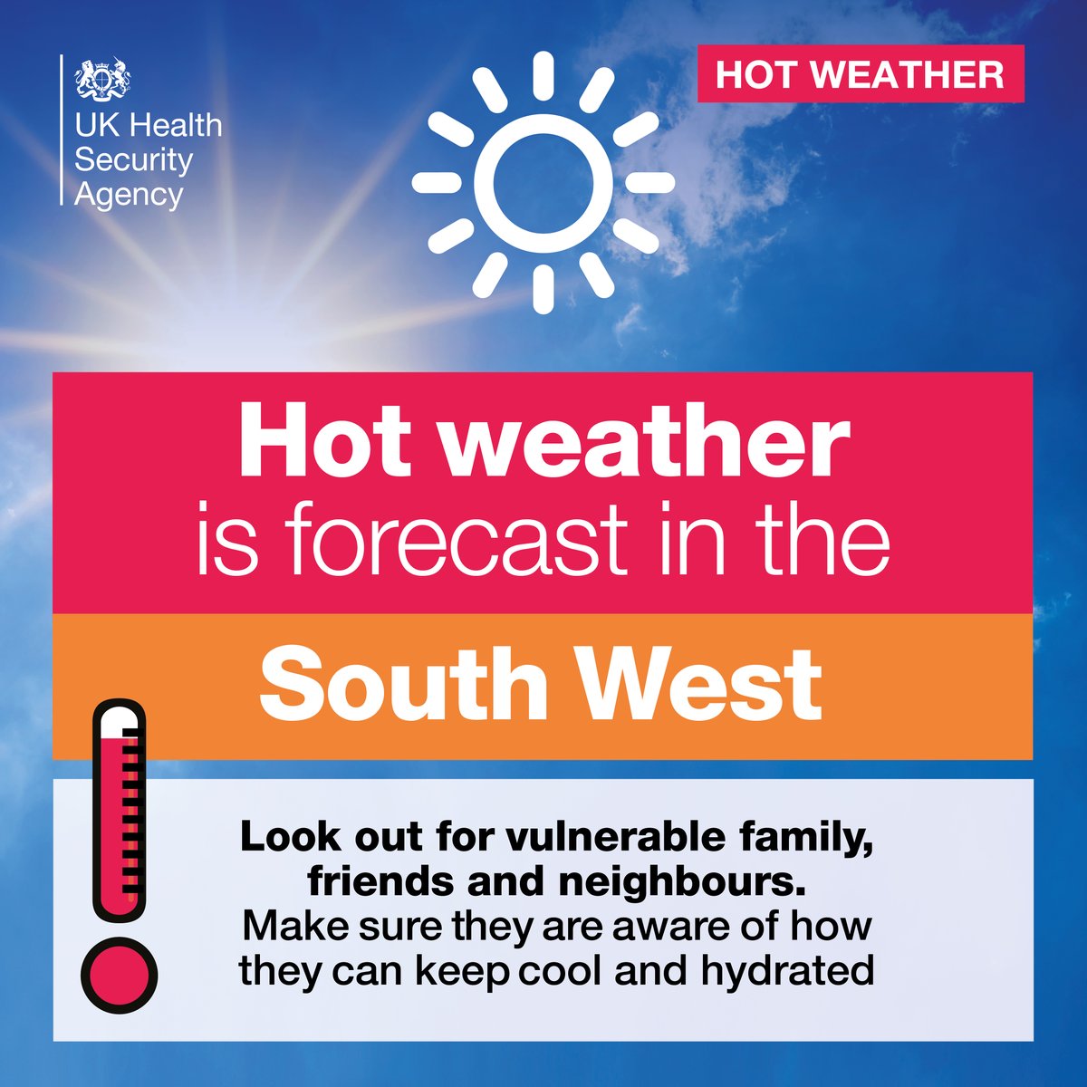UKHSA_SouthWest's tweet photo. ⚠️ Together with @metoffice we have issued a yellow heat-health alert for the South West, from 9am on Fri 9 June to 9am on Mon 12 June.

Read more about the risks of adverse weather 👇 

https://t.co/Q5gsIqlrIa https://t.co/EpB10OxuVX