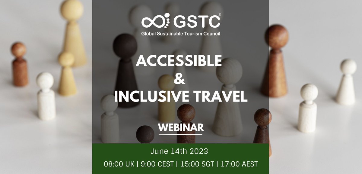 GSTC_'s tweet photo. 🗓Don't forget to mark your calendars for our Open GSTC Webinar "Accessible and Inclusive Travel" next Wednesday June 14th, 2023.
Register here: https://t.co/AHsnicckm0
#GSTCWebinar #InclusionCounts #accessibility #travel #tourism https://t.co/eVwITgsu6y