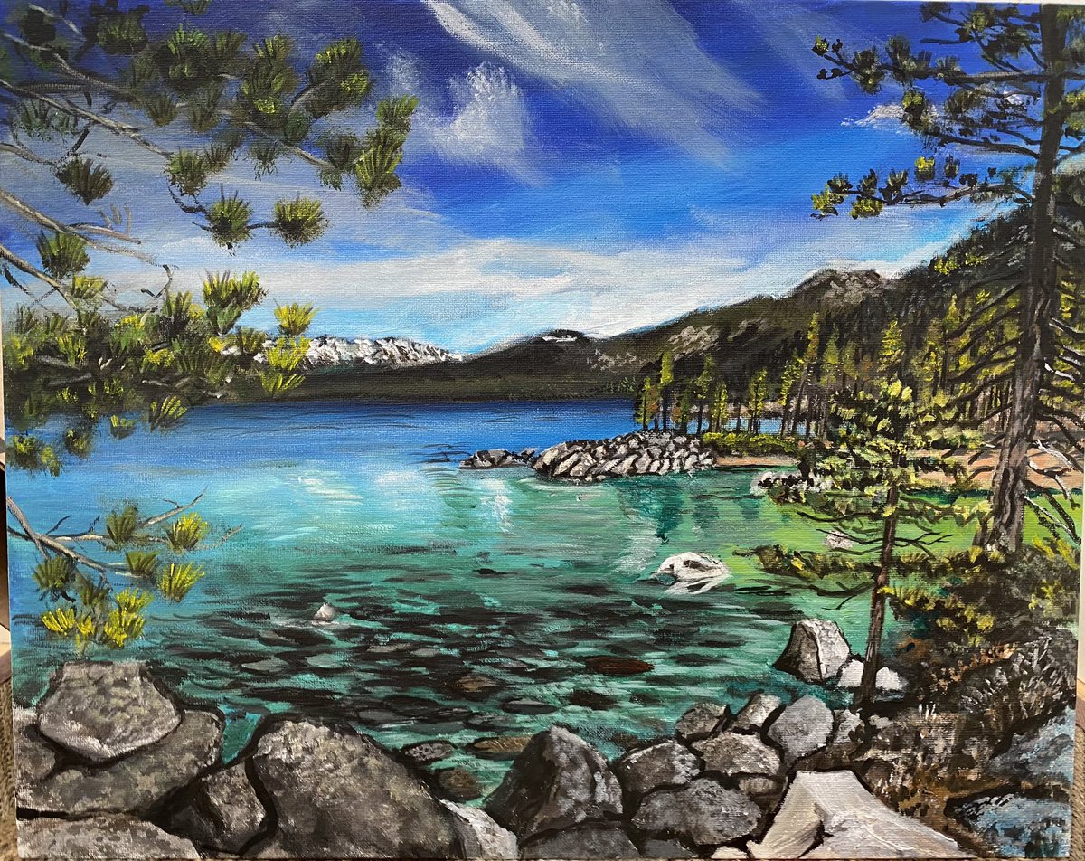 Finished-Lake Tahoe Ca #art #artist #artists #artoftheday #acrylicart #acrylicpainting #painting #brooklyn #tahoe #laketahoe #keeptahoeblue