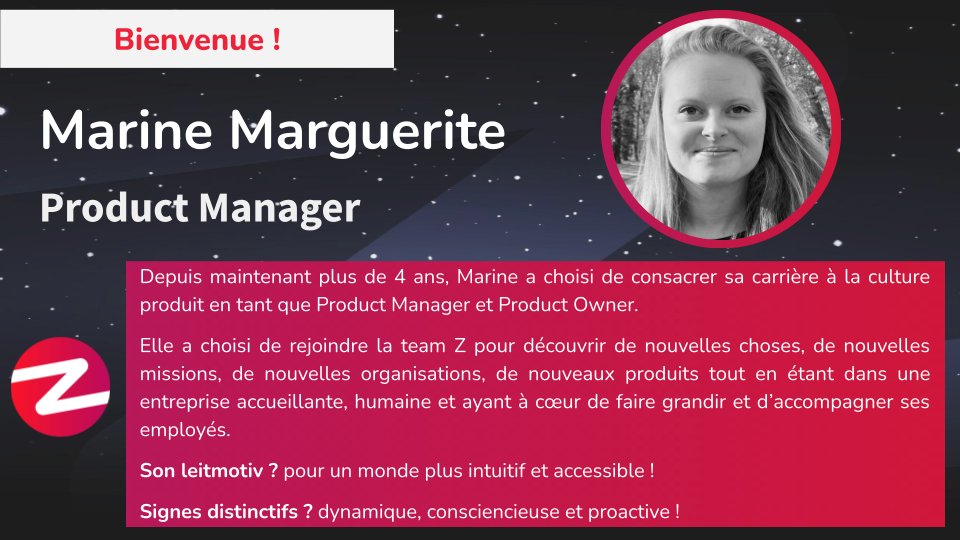 Bienvenue à Marine Marguerite qui nous a rejoint en temps que PM ! <a href="/zenikaIT/">Zenika</a> #productmanager #productowner