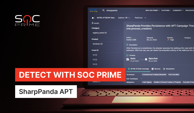 SOC_Prime's tweet photo. #Sigma rules to detect #SharpPanda, China-backed #APT group targeting #G20 nations with advanced malicious tooling in its latest campaign.
https://t.co/vwysca9ebD
#malware #cyberattack #BlueTeam #SOC #cybersec #threathunting #threatdetection https://t.co/51uV1N1the