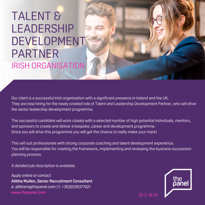 ThePanelDublin's tweet photo. Talent & Leadership Development Partner (https://t.co/s5KQoyQU0y) role is currently available with our client, a successful Irish organisation.
For more information contact Ailbhe at ailbhem@thepanel.com
#jobfairy #talentpartner #leadershipdevelopment #talentdevelopment #cipd https://t.co/lZuTbAuOrG