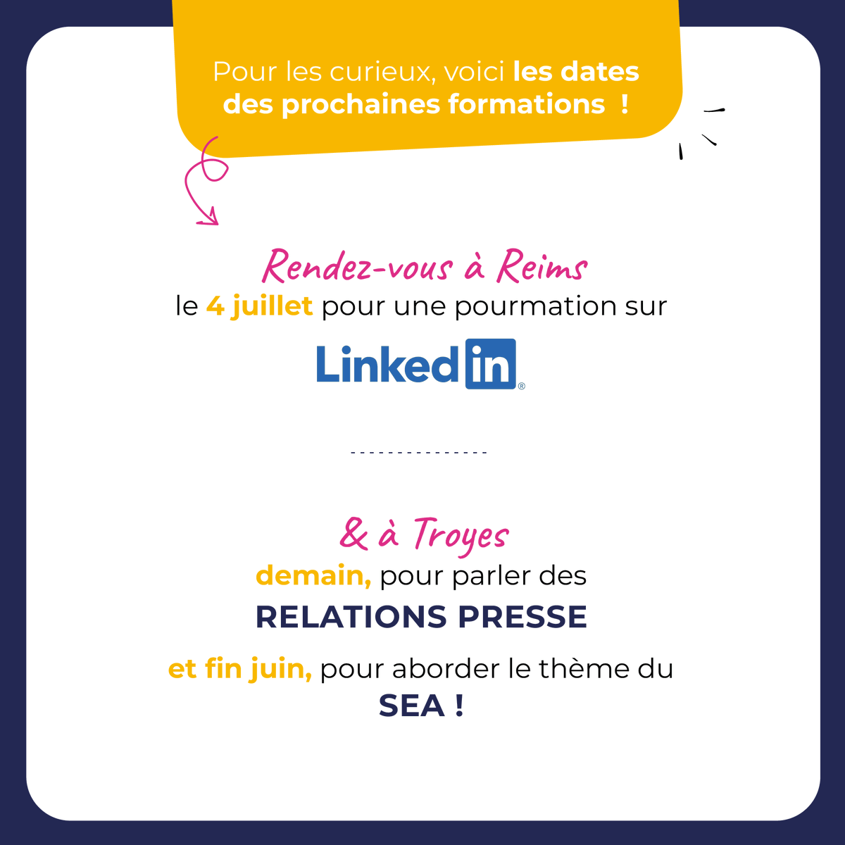 Le Com’on Club Com’Back,

Après une formation sur le SEO en Mai nous nous sommes retrouvés hier à Reims pour une session sur le SEA.

Une journée où les membres ont appris comment développer le trafic et les ventes via Google Ads.

#comonclub #formationcommunication #formation