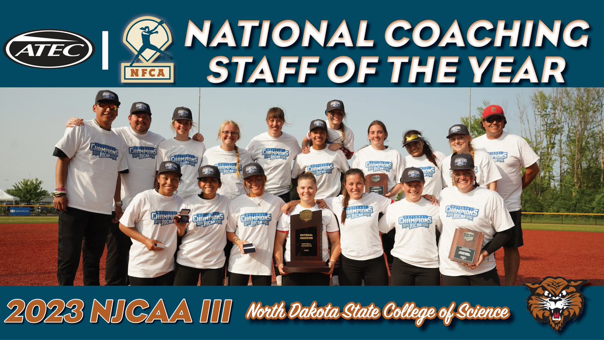 NFCAorg's tweet photo. 🚨 AWARDS ALERT: Congratulations to the 2023 ATEC / NFCA NJCAA Division III National Coaching Staff of the Year, @softballNDSCS! 🥎

🔗 https://t.co/XRqrnMs81O https://t.co/C7H2eucTPa
