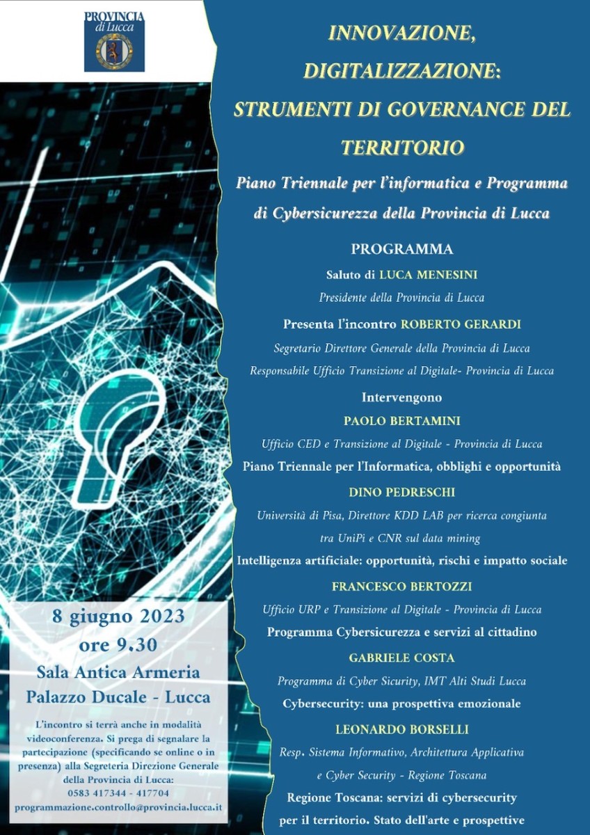 LUCCA: A PALAZZO DUCALE UNA GIORNATA DI STUDI SU INNOVAZIONE E DIGITALIZZAZIONE COME STRUMENTI DI GOVERNANCE DEL TERRITORIO upitoscana.it/lucca-a-palazz…