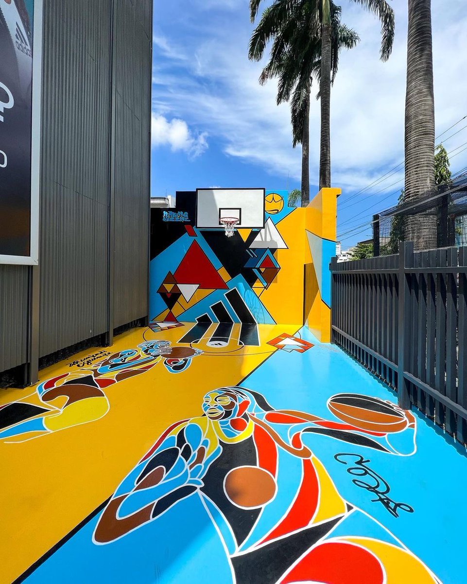 New Half Court Mural commissioned by <a href="/adidas/">adidas</a> as part of their Flagship Store Launch here in Lagos. The art is called "Making Queenz".

This project was a collaboration with our superstar WNBA athletes, Chiney &amp; Nneka Ogwumike.  Stop by the Adidas store in VI to experience it.