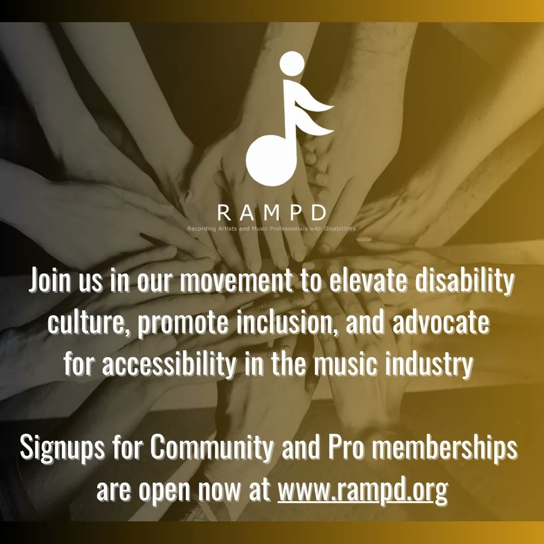 rampdup's tweet photo. Join our movement! https://t.co/LAPBZHPKt6

RAMPD is the premiere global network of music professionals with disabilities. 

Apply for Pro Membership at https://t.co/MdVlxsBBT9, and tell your colleagues! 

#RAMPD #RepresentationMatters #BeTheChange https://t.co/cRZaJKGG6G