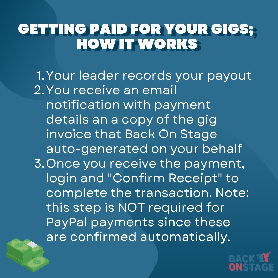 Say goodbye to manual #gig #invoicing! With Back On Stage, you can now receive auto-generated gig #invoices and payment notifications straight to your inbox. It's never been easier to get paid after a gig! Learn how it works: bit.ly/40sGpeu

#backonstage #bandmanagement