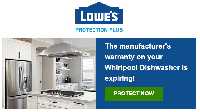 TheBonkMonkey's tweet photo. @WhirlpoolCorp Thank you for the response @WhirlpoolCorp . I will DM you.  However, I did want to share this ridiculous email I got from @Lowes. 2 months in to a broken dishwasher and trying to milk me for a couple extra dollars. You are all good at selling the warranty, just not fulfilling it. https://t.co/jjVSnLnCqh