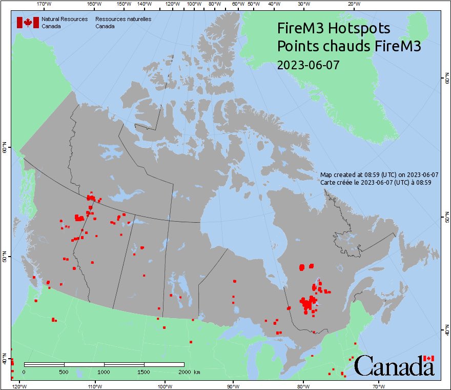ChrisJacksonSC's tweet photo. Headlines in the media would lead you to believe that half of Quebec is on fire, but the *total acreage burned by all fires* is about 400-450,000 acres. Abt half the size of the 2021 Dixie Fire.. 

So why/how is an area 1/2 the size of a single California wildfire producing so much smoke blanketing the entire east coast? 

Follow me here. Trust me

1. Prolonged dry weather + warm temps in areas that does not see regular fires whether they are prescribed or not.  
2. Increased amounts of duff. Duff is built up organic material that covers the ground. Think Leaves/limbs/fall down/Etc.
3. That buildup of thicker duff also still contains a decent amount of moisture relatively speaking. 

All the basic ingredients needed for an incredibly inefficient fire that produces excessive smoke due to excess moisture contained within Duff. 

In practice, make 2 piles of leaves in your yard sometime and allow one pile to dry completely and then spray water on the other pile with a garden hose a couple days before you burn them.

You will see how much more smoke is produced with incomplete combustion from the wetter material. The wet pile may produce more than double the amount of smoke as the dry pile that’s able to burn efficiently. 

Also it’s not **just these few reasons** but IMO these are the biggest reasons behind all the smoke on the east coast.
