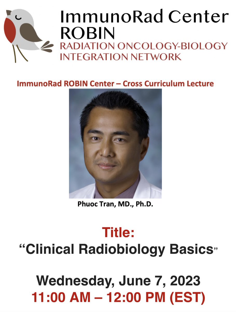 Honored to have Dr. Tran present for our Cross Curriculum Lecture today ! Attend to learn more about “Clinical Radiobiology Basis”! #ImmunoRadROBIN #ROBIN #NIH #NCI #CTCcore #CTC #ImmunoRadROBINCTC #WCMRadOnc