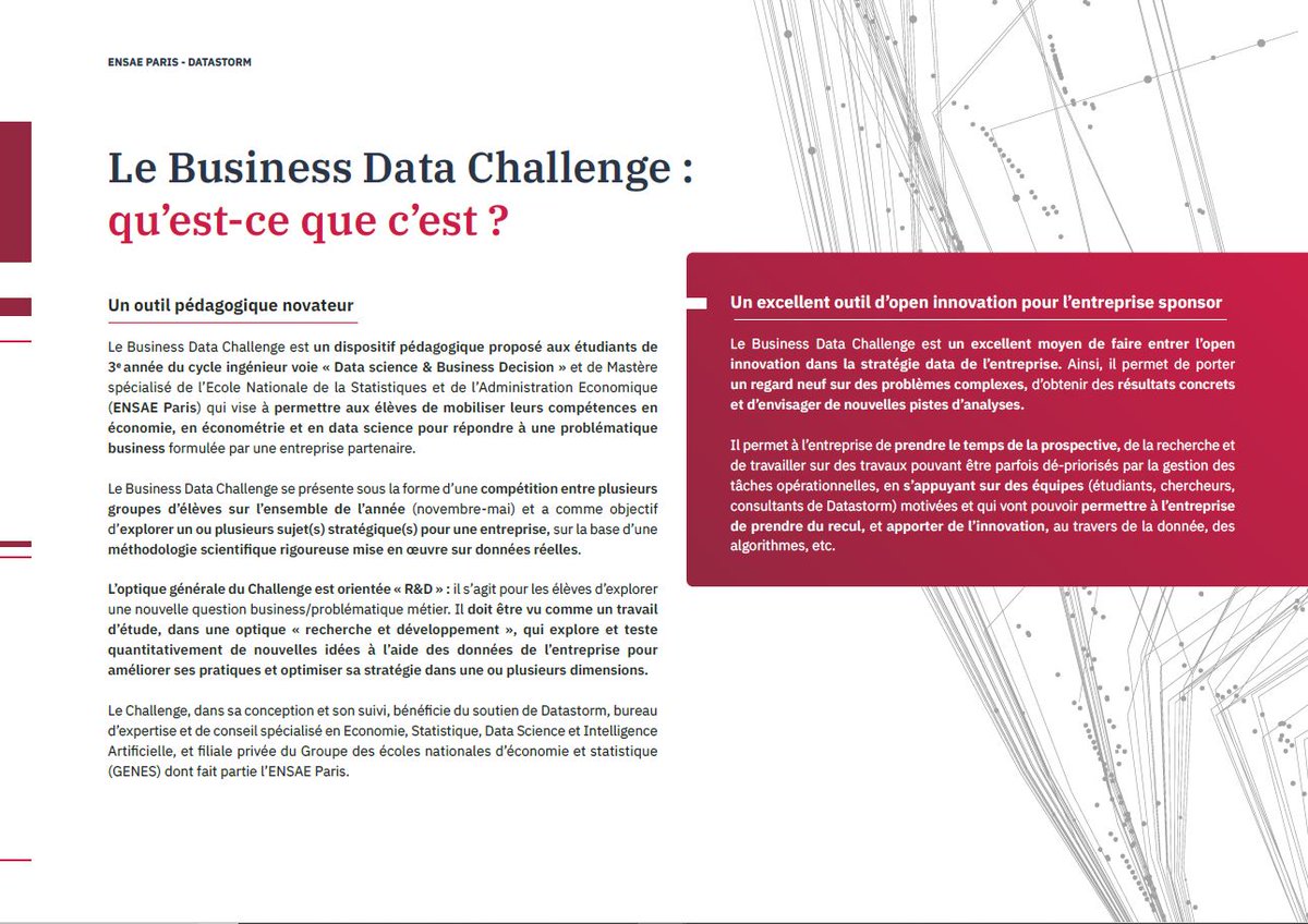 ENSAE Paris (@ensaeparis) on Twitter photo Soumettez le prochain Business Data Challenge : un format pédagogique #LearningByDoing & #OpenInnovation💡
Ingénieurs & Mastères #DataScience de <a href="/ENSAEparis/">ENSAE Paris</a> répondent à une problématique #MachineLearning #Econometrics du partenaire
<a href="/DatastormFR/">Datastorm</a> <a href="/CrestUmr/">CREST (UMR 9194)</a> ensae.fr/sites/default/… Soumettez le prochain Business Data Challenge : un format pédagogique #LearningByDoing & #OpenInnovation💡
Ingénieurs & Mastères #DataScience de <a href="/ENSAEparis/">ENSAE Paris</a> répondent à une problématique #MachineLearning #Econometrics du partenaire
<a href="/DatastormFR/">Datastorm</a> <a href="/CrestUmr/">CREST (UMR 9194)</a> ensae.fr/sites/default/…