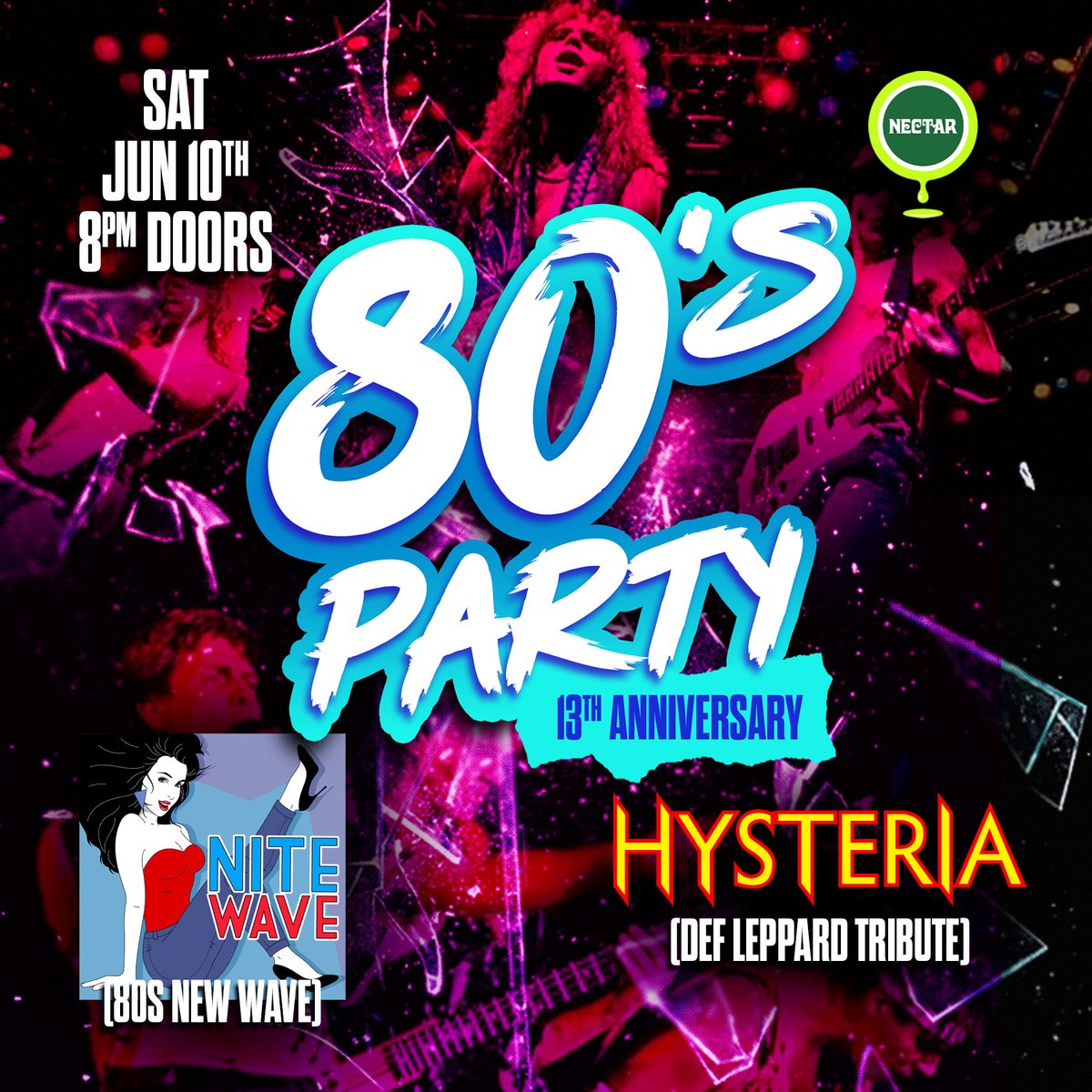 NectarLounge's tweet photo. SATURDAY.
We have an EPIC 80s Live music night lined up.
New Wave live tribute band Nite Wave teams up with Hysteria - Def Leppard Tribute on June 10 at Nectar Lounge!
Tickets - https://t.co/hW6ml3M1eQ
@NiteWave
#80sTribute
#NewWave https://t.co/HJnOCAoVvl