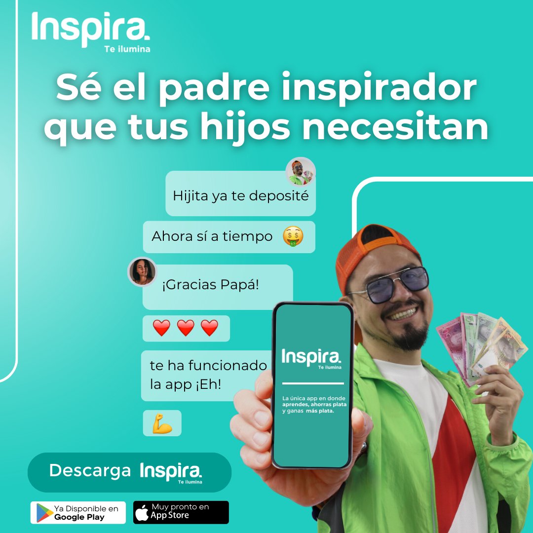 💙Padres inspiradores: los verdaderos superhéroes de la economía familiar.
⬇Descarga @Inspira y aprende las claves del ahorro familiar bit.ly/3o4o2Pp

¡Ya disponible en Google Play como Inspira!
¡Muy pronto en App Store!

#ahorrar #aprender #ganaplata #TVA #diadelpadre