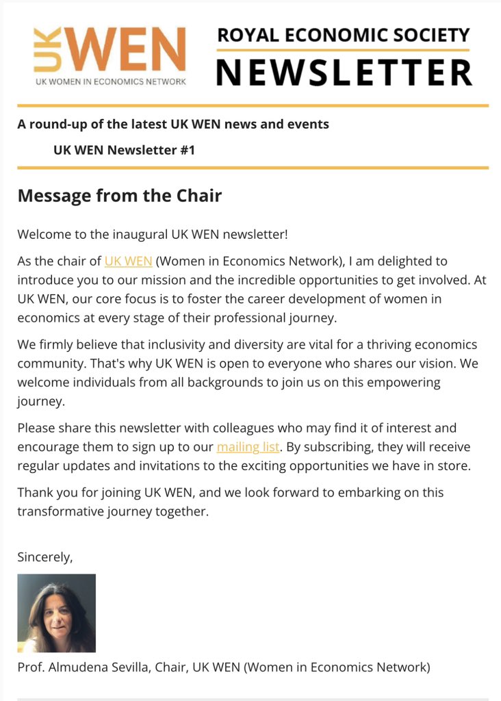 📢The first #UKWEN newsletter is out today! See message from the chair @Sevilla_Almu below & sign up to our mailing list to receive future updates & be the first to receive event invites! 

Sign up here 👉 res.org.uk/committees/wom…

#EconTwitter #gender @RoyalEconSoc @bankofengland