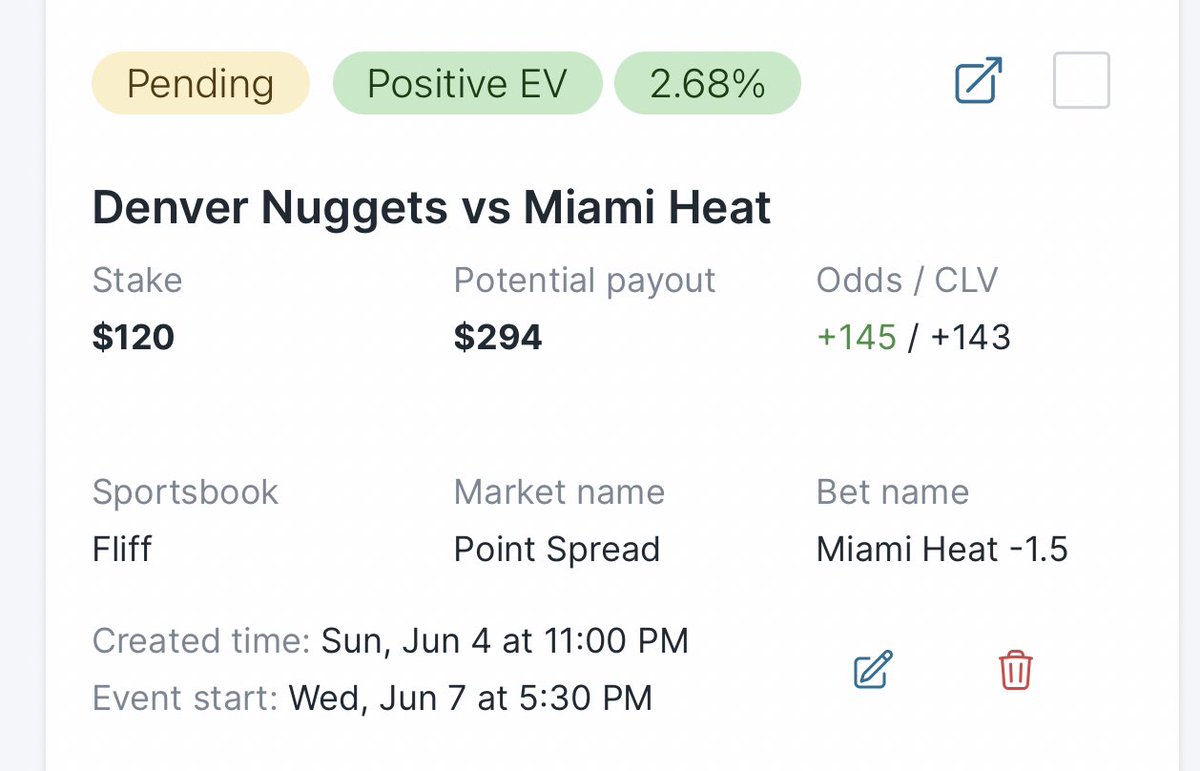 C0llins_Billy's tweet image. Alright guys if the @MiamiHEAT cash my ticket tonight I’m going to give away $100 via @Venmo to three random winners. All you have to do is retweet and follow me. All thanks to @OddsJam and their Positive EV tool for this play! #GamblingTwitter #NBAFinals