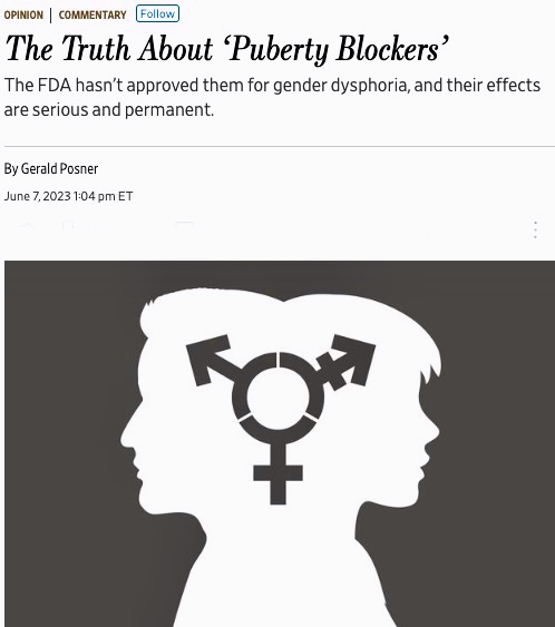 geraldposner's tweet image. The Truth About "Puberty Blockers"
My @WSJopinion piece today
This is just one issue from my reporting + research on the gender industry. Next week I'll publish on justthefacts.media a much longer article re the background to this OpEd
wsj.com/articles/the-t…
