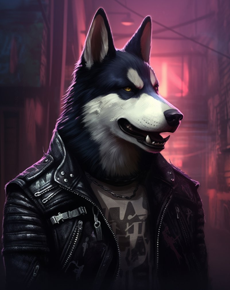 RealStellaSky's tweet image. coolest Husky dog 😅 #chatgpt #textprompts #MidjourneyAI