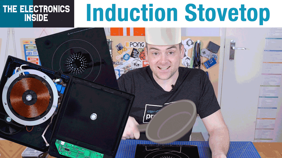 E14Community's tweet photo. Induction stovetops are an alternative to natural gas, but how do they work? On #TheElectronicsInside, David does a #teardown of an induction stovetop, and also compares its heating efficiency to his traditional gas stovetops! https://t.co/7n5chCveF0 https://t.co/rgUJ94fcz3