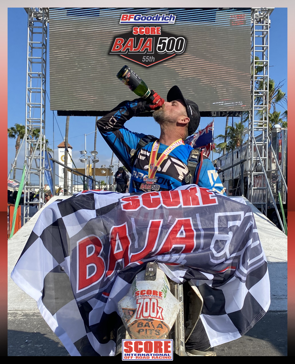 Congrats to Brandon Wright on the 700x bike for winning the SCORE Pro Moto Ironman class at the @BFGoodrichTires 55th SCORE Baja 500. @BajaJerky @Ford @VP_Racing_Fuels @PolarisRZR @OptimaBatteries @ruggedradios @kingshocks #baja500 #bajacalifornia