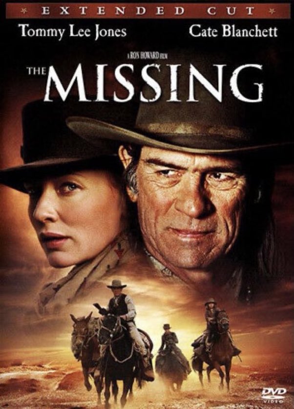 9pm TODAY on #GreatMovies 👌Worth a Watch👌

The 2003 #Western film🎥 “The Missing” directed by #RonHoward from a screenplay by Ken Kaufman and based on #ThomasEidson’s 1996 novel📖 “The Last Ride”
 
🌟#TommyLeeJones #CateBlanchett #EvanRachelWood #JennaBoyd #EricSchweig