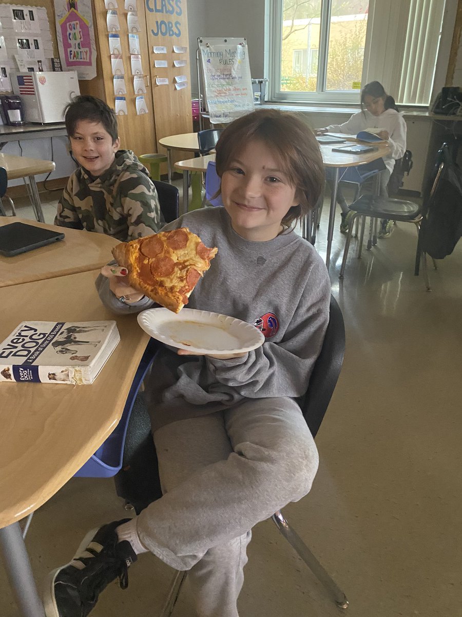 Today we celebrate Grace! This picture describes Grace - pizza at 8 am. She is full of life and love. #naplescsd 💚