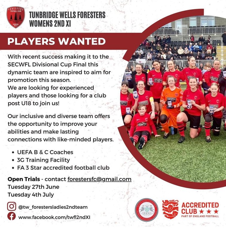 Ladies 2nd XI - promotion confirmed - Players Wanted #Pitchero forestersfc.com/news/ladies-2n…