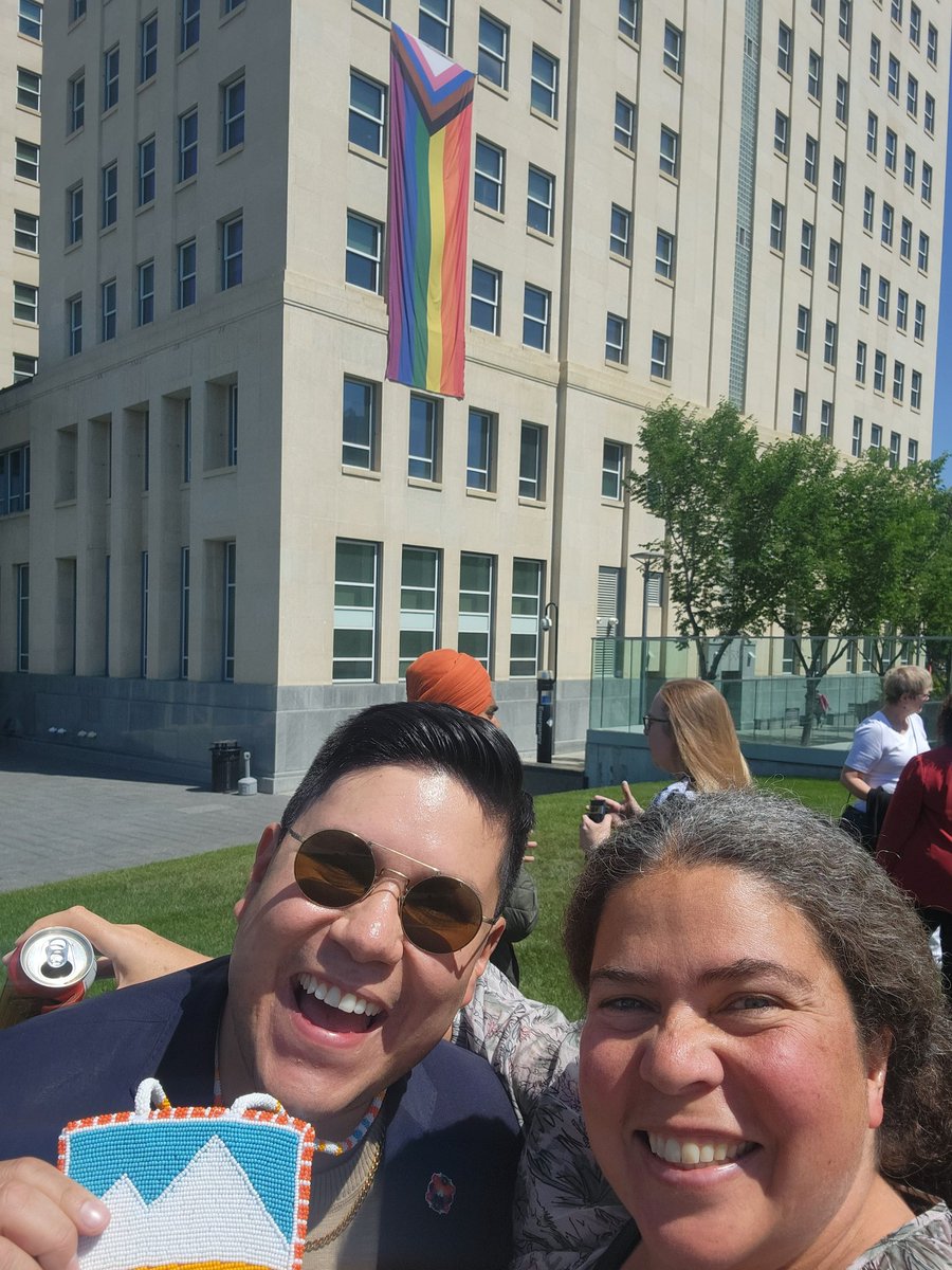 Yeah! So fun to be with my new colleagues as we drop the pride flag in Edmonton. So proud to stand with them all to share a message of love for our LGBTQ2S+ folks. @albertaNDP