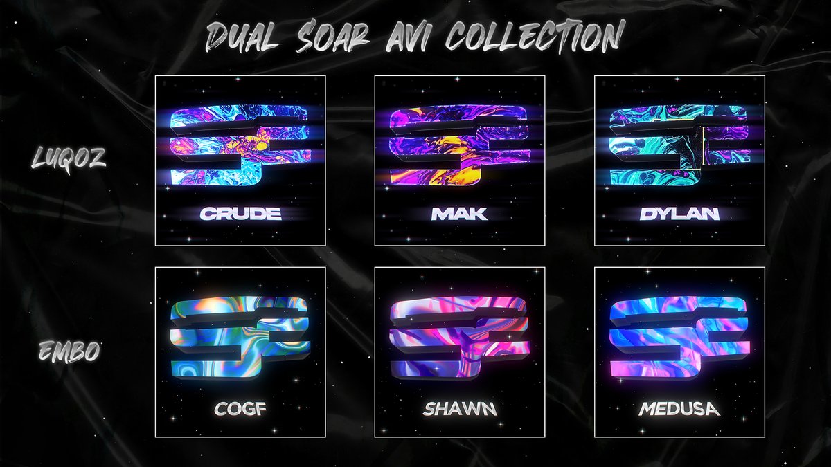 Dual avi collection for <a href="/SoaRGaming/">SoaR</a> with my brother <a href="/AyyEmbo/">Embo</a>! We went back to our old styles of avi's. Let us know what yall think of it and which one is your favorite!