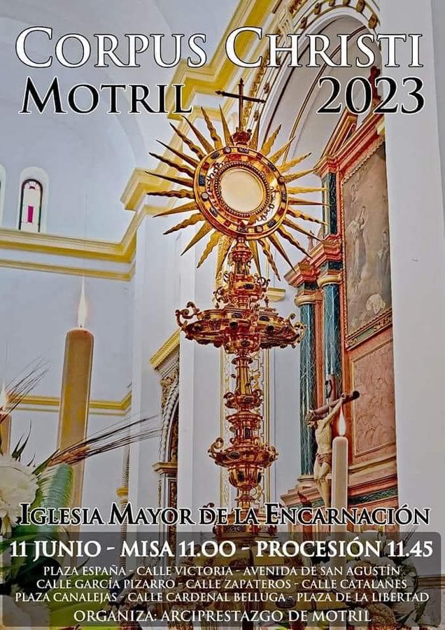Horario e Itinerario Procesión Corpus Christi de Motril el 11 de Junio del 2023