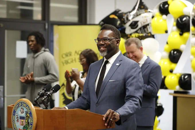 Photo ID: Mayor Johnson is speaking at the podium.