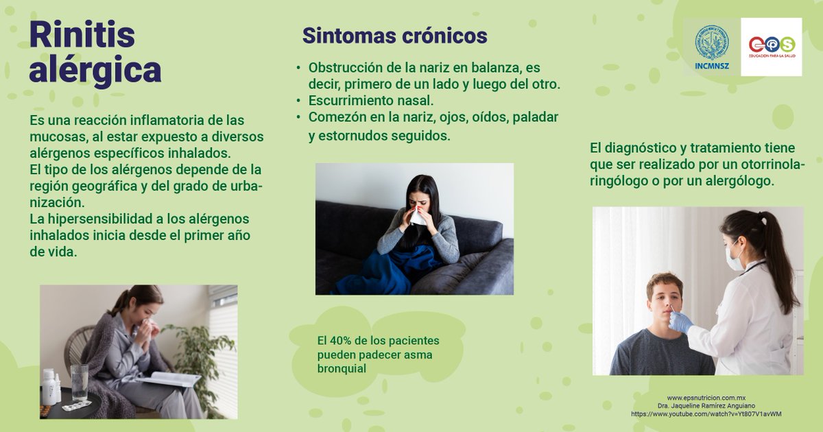 INCMNSZ_EPS's tweet image. #RinitisAlergica | Instituto Nacional de Ciencias Médicas y Nutrición Salvador Zubirán  Conozca más sobre el tema en: youtu.be/Yt807V1avWM  #Rinitis #alergia  #reaccioninflamatoria  #primavera #nariz #escucrrimientonasal #otorrinolaringologo  #alergologo #EPS #INCMNSZ