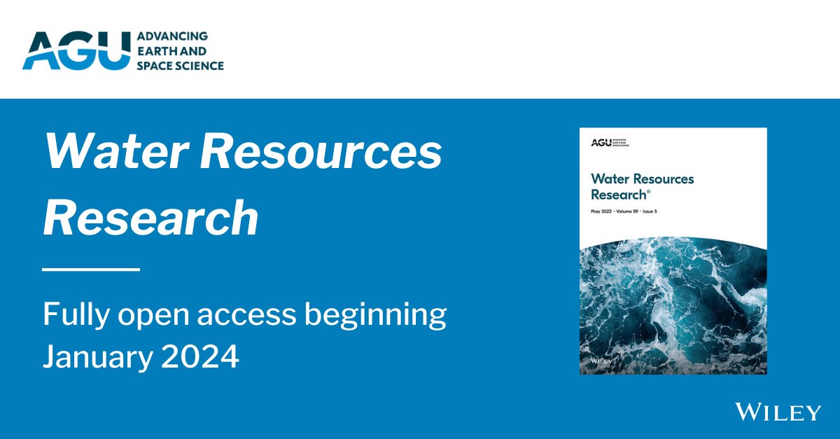 AGU's journal Water Resources Research will be fully #OpenAccess starting January 2024. #APC funding is available to authors to ensure availability of funding is not a barrier to publication. Learn about your publishing options & read the FAQs: fal.cn/3yUaB #AGUPubs