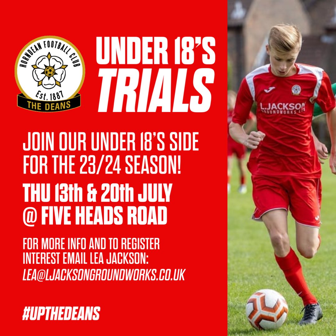 📅 Details for our upcoming Under 18’s Open Trials on the 13th & 20th July

🔴⚪️ #UpTheDeans