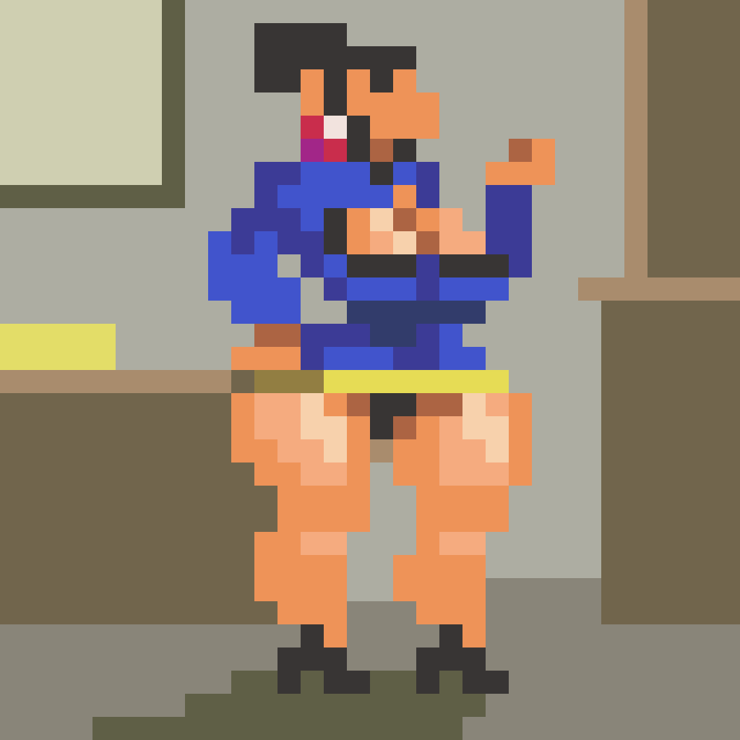 cocksoftware's tweet photo. Trying to do some pixel art on the phone while on a business trip https://t.co/XSPhPJB9kX