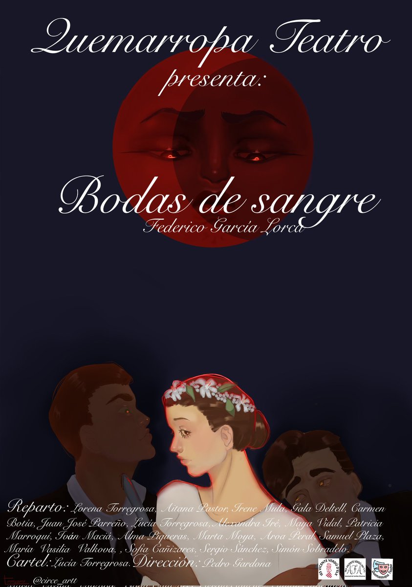 quemarropa92's tweet photo. Quemarropa Teatro presenta: Bodas de sangre
🥀🥀🥀
Con este precioso cartel de nuestra compañera @circe_artt nos complace invitarles a todos y a todas al enlace que tendra lugar  el JUEVES 22 EN EL GRAN TEATRO DE ELCHE A LAS 21:00h.
🎟️🎟️🎟️
Entradas aqui👇
https://t.co/kGYWuQXhre https://t.co/5pFExjZKH9