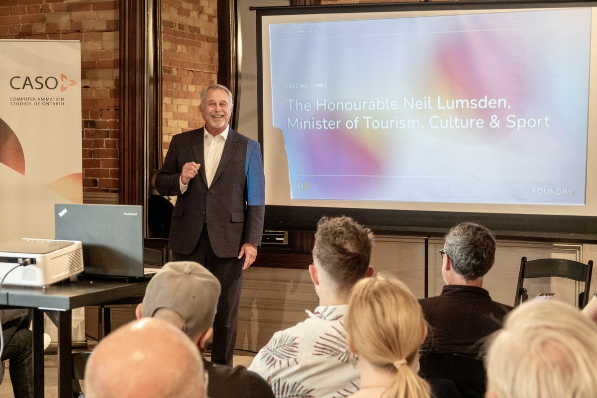 NeilLumsdenMPP's tweet photo. Ontario’s film, T.V., and digital media industries are fueled by the magic of animation and visual effects 💥💻

Last night, I had the opportunity to deliver remarks at the @CASOntario AGM to reinforce our government’s continued support for the industry. https://t.co/ji3c7upJML
