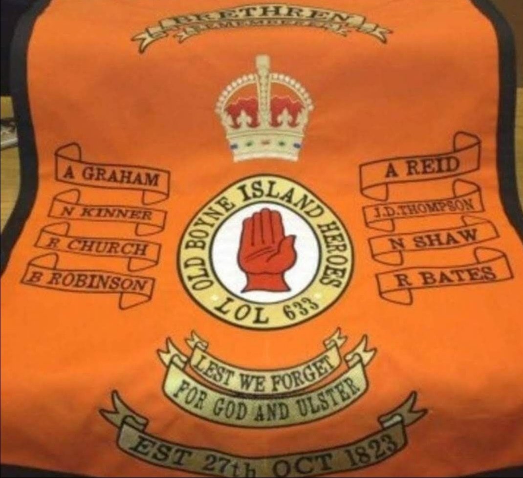 @staniam50 An orange order banner glorifying a  sadistic sectarian loyalist Shankill butcher
