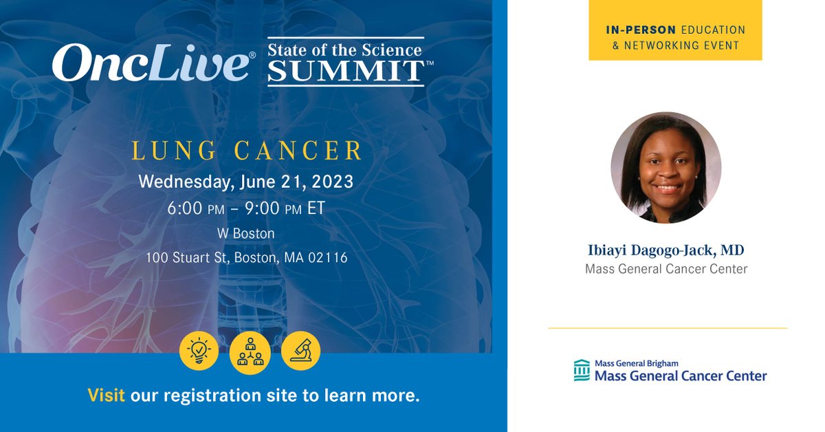OncLive.com (@onclive) on Twitter photo Registration is open! Join <a href="/IbiayiMD/">I.DagogoJackMD</a> of <a href="/MGHCancerCenter/">Mass General Cancer Center</a> as she chairs an <a href="/OncLiveSOSS/">OncLive SOSS</a> Lung Cancer in-person education and networking event on 6/21 at 6:00 PM! #SOSS
Register Today: ow.ly/PfIy50OpvGf Registration is open! Join <a href="/IbiayiMD/">I.DagogoJackMD</a> of <a href="/MGHCancerCenter/">Mass General Cancer Center</a> as she chairs an <a href="/OncLiveSOSS/">OncLive SOSS</a> Lung Cancer in-person education and networking event on 6/21 at 6:00 PM! #SOSS
Register Today: ow.ly/PfIy50OpvGf