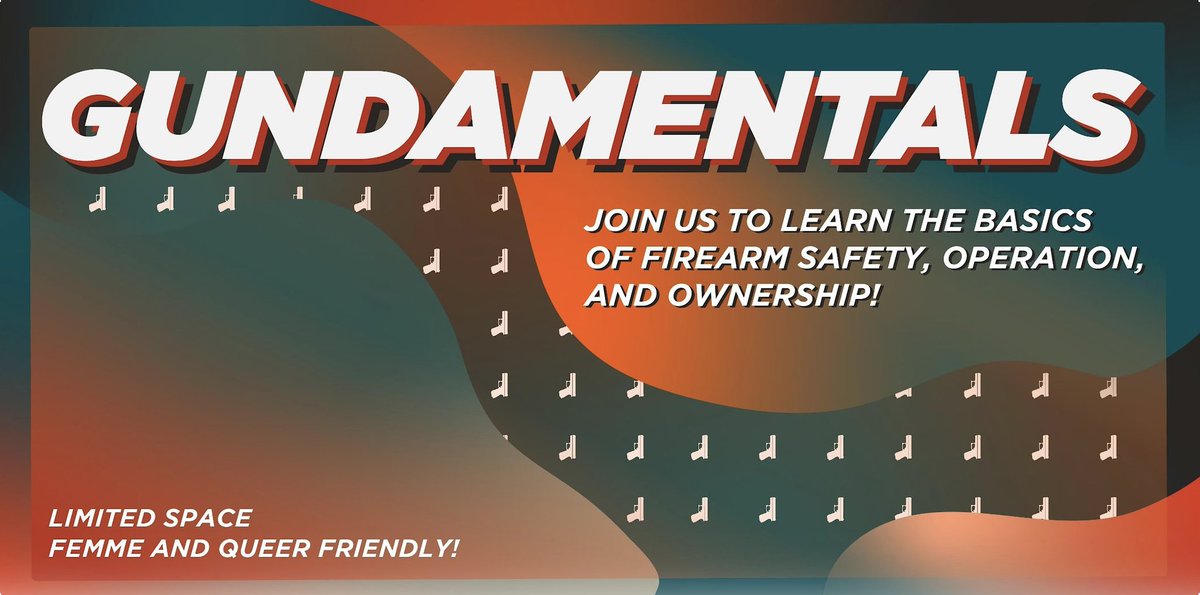 6/10 and 6/18!!!! 🦺🔫

Join us for a free two-hour class going over the basics of firearm safety and operations. Space is limited for each class. *You may not attend these classes if you are legally not allowed to be around firearms.

eventbrite.com/cc/gundamental…