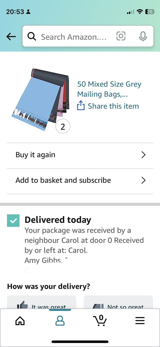 That’s all well and good <a href="/AmazonUK/">Amazon.co.uk</a> but we don’t have a neighbour called Carol at number 0. 😡🤦🏼‍♀️<a href="/amazon/">Amazon</a> are the worst delivery guys ever! #fail