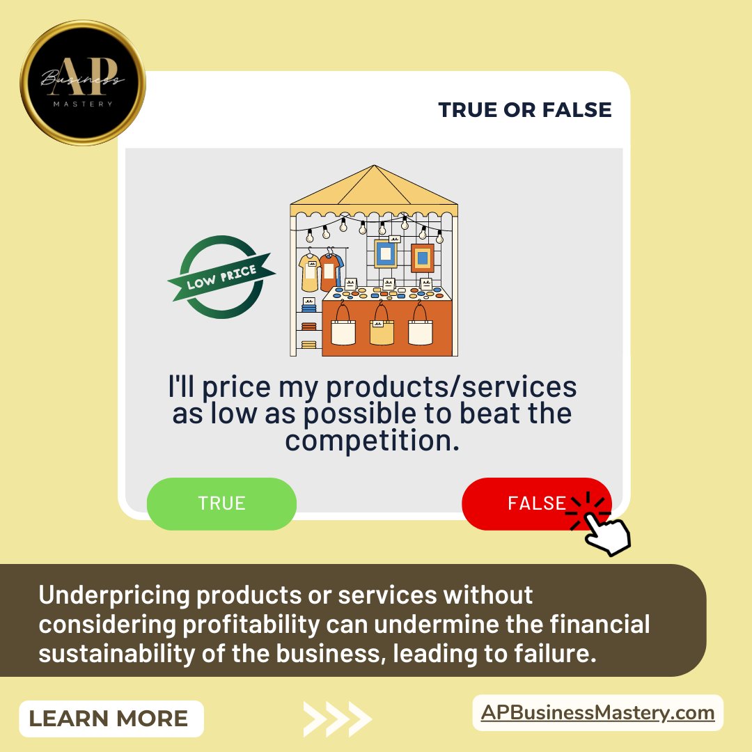 WallyCarmichael's tweet image. 🚀💰 Don&apos;t undervalue your worth! ⚖️✅ Pricing without considering profitability can be a fatal mistake. 🛑🔥 Learn why underpricing puts your business at risk and how to steer clear of failure. 💼💡 #ProfitabilityMatters #PricingStrategies #BusinessSuccess