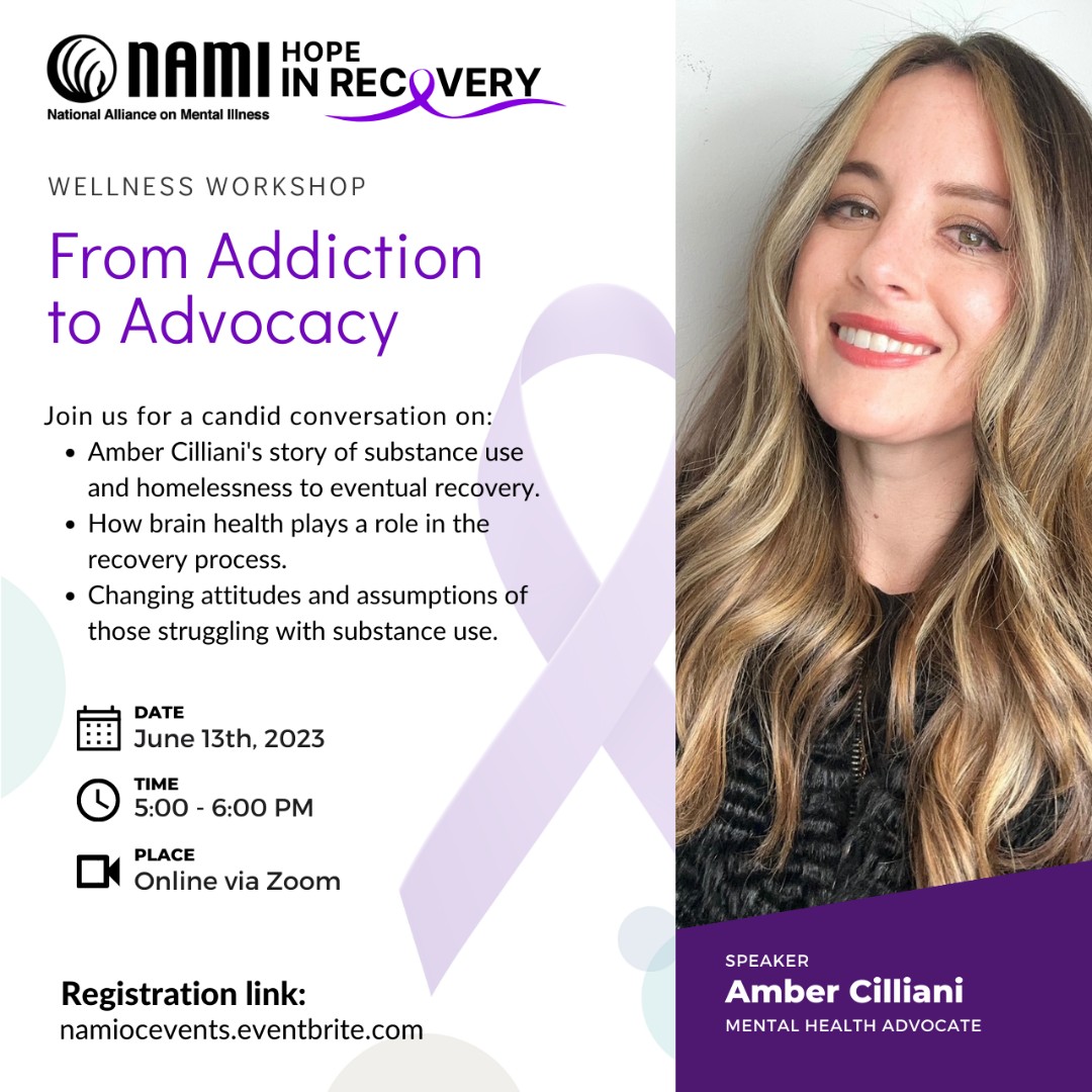 NAMIOC's tweet image. Join us on June 13th for a Hope in Recovery workshop where we will be having a conversation on the journey From Addiction to Advocacy. Register on Eventbrite, the link is in our bio!
#NAMI #HopeInRecovery #NotAlone #EndTheStigma #journey #addiction #advocacy #thingstodoinoc