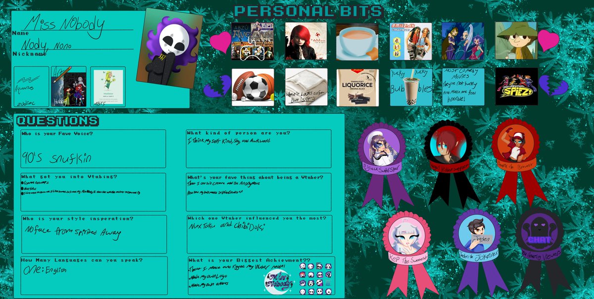 M1ssNobody's tweet photo. I made another one of these, I based it off of someone else's but made it my own ^_^
Top is likes
Bottom is Dislikes
Ribbons are Awards ^_^
#Vtuber #VtuberUprisings #meettheVtuber #ENVtuber #shadow #ghost https://t.co/oyyD5oBk3M