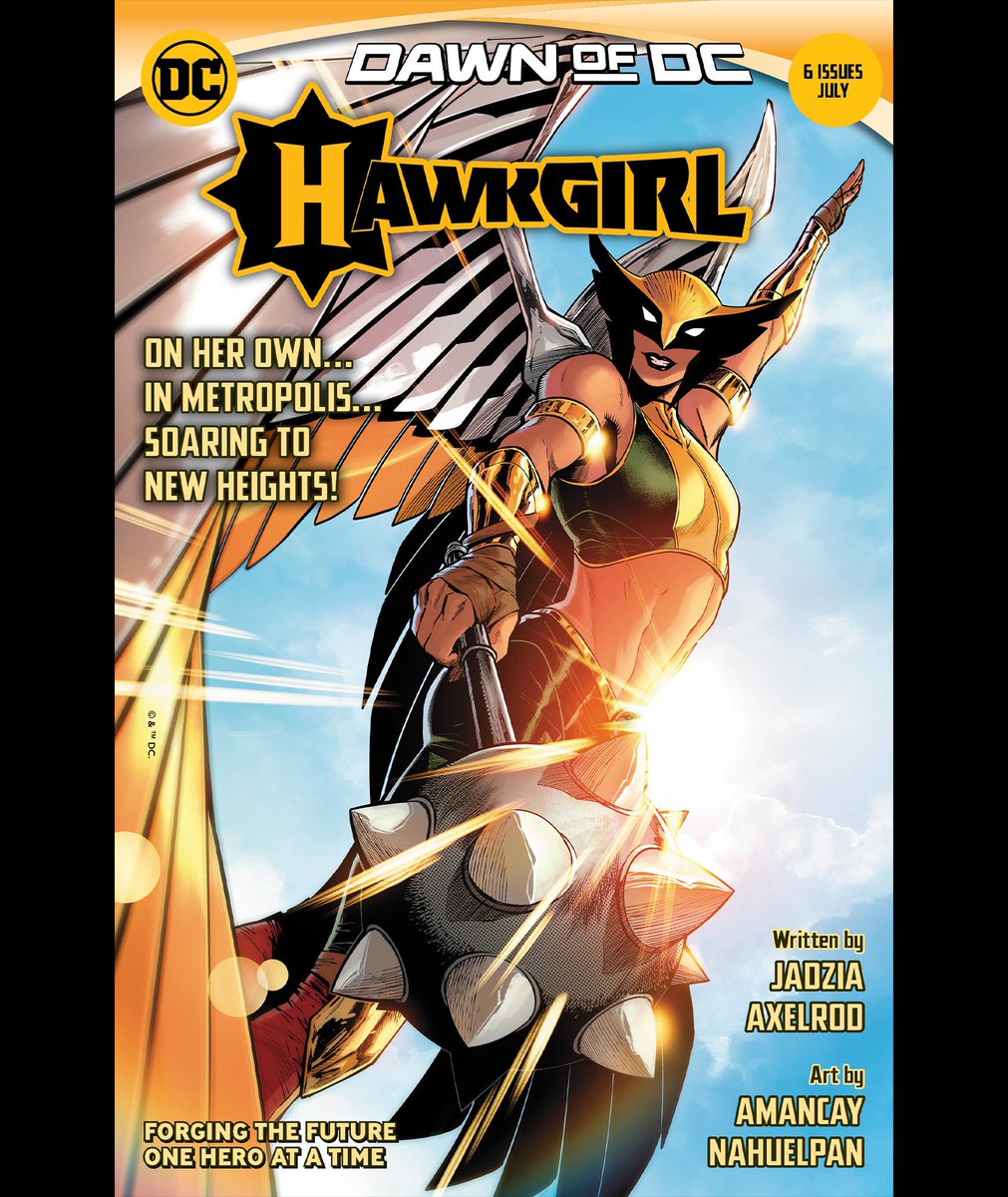 Hawkgirl FOC for issue #1 is Sunday, 6/25. Don’t miss the date! From @DCOfficial @planetx @fxstudiocolor_ @HassanOE and me! Out next July!
