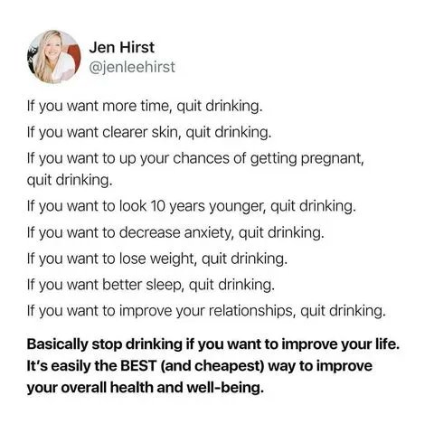 Sober_lifestyl's tweet photo. Verified
Type "YES" if you agree!

Instead of buying all the creams, pills, and quick fixes… try eliminating alcohol and see how quickly your life can improve by removing just one thing 💛

Sobriety ripples into every single aspect of your life.

from : jenleehirst https://t.co/6zFXNYdtwm
