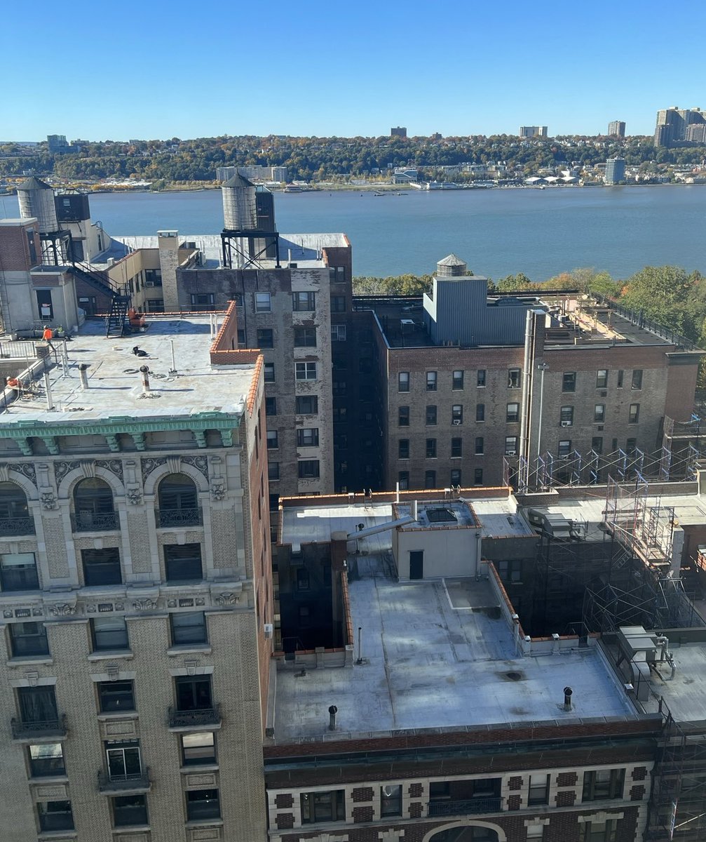 CamSilverPhD's tweet photo. New York City, now a surreal canvas of climate change, is enshrouded in smoky haze from distant wildfires. From my window, it looks as if a cloud of yellow mustard powder has swallowed our city - our dystopian new reality. The alarming surge in wildfires from 18,229 in '83 to 68,988 in '22 is a stark reminder of our grim situation. We're not just observers, but living through the effects of climate change. The alarm is here and now - the time to act is upon us. #ClimateChange #ActNow