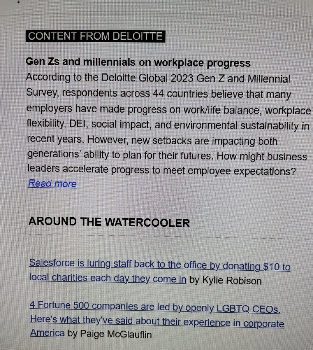 The irony of this newsletter content placement …. #worklife #genz #returntooffice